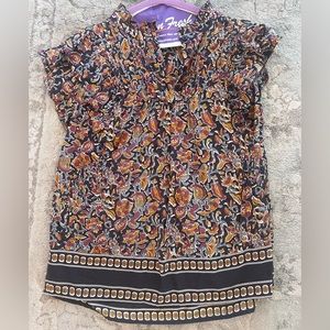 Multi colored ruffle shoulder boho top.  Worn twice
